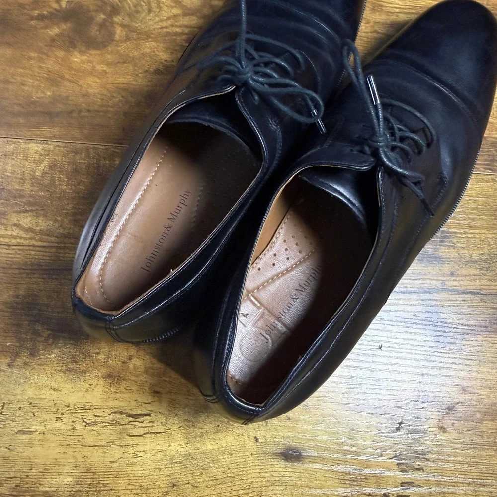 Johnston & Murphy Melton 59-1955 Black Leather Cap Toe Oxford Mens 14M